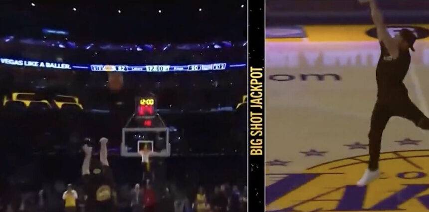 After making a half-court shot, a Lakers fan wins $70,000!