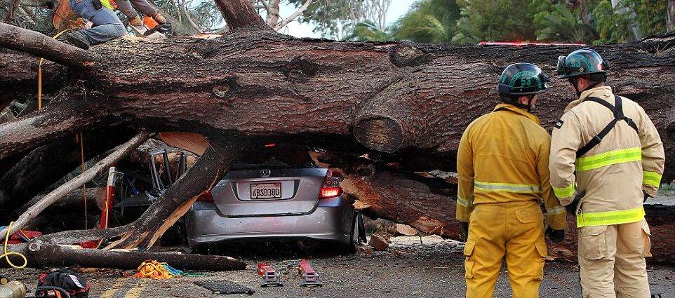 Storm knocks down trees and causes more flooding in Southern California