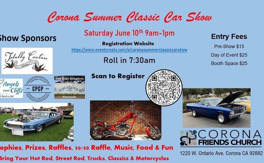 Corona Friends Church, Corona, Summer Classic Car Show